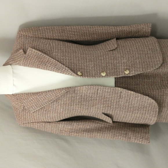 Vintage Tweed Suit Skirt Blazer Brooks Brothers Woven Neutral Wool Tailored USA - Picture 2 of 13